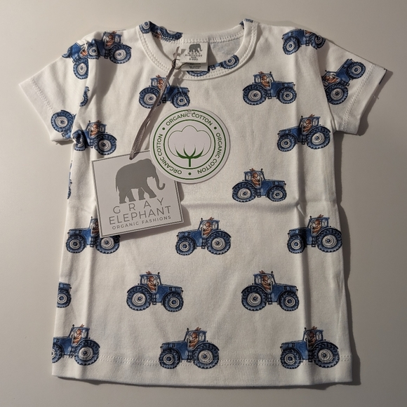 Gray Elephant Organic Fashions Other - NWT 6-9M Gray Elephant Organic Fashions Tshirt White Bunny on Tractor
